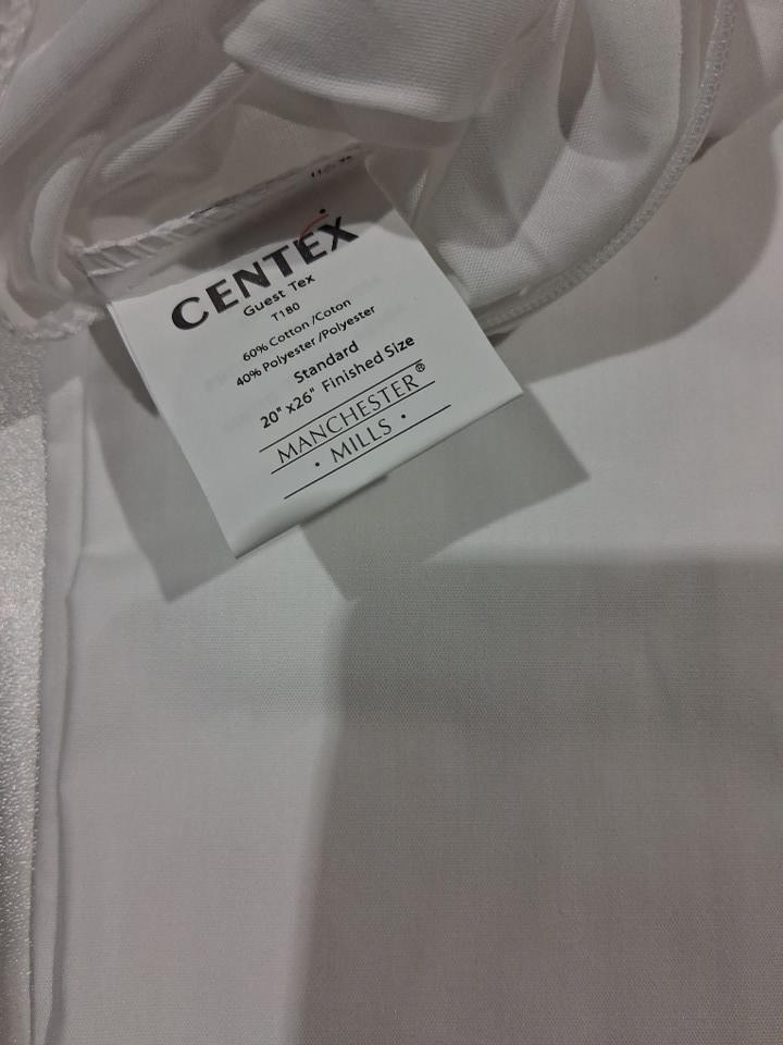 2pk GENTEX Manchester mills cotton STANDARD PILLOWCASE with zipper closure - 20" x 26" - white image 3