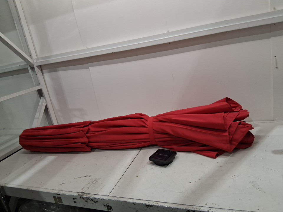 Patio Umbrellas Outdoor with Upgrade LED Lights - 9FT - red (MODEL: hmw_led_9ft2tiers_red) image 3