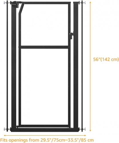 unipaws clear transparent pet gate - 56" x 29.5" x 33.5" - black (model: uh5336) image 2