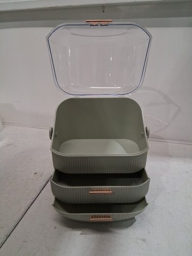 Dressing Case for Makeup Organization with 2 tiers-green/gold(model image 4
