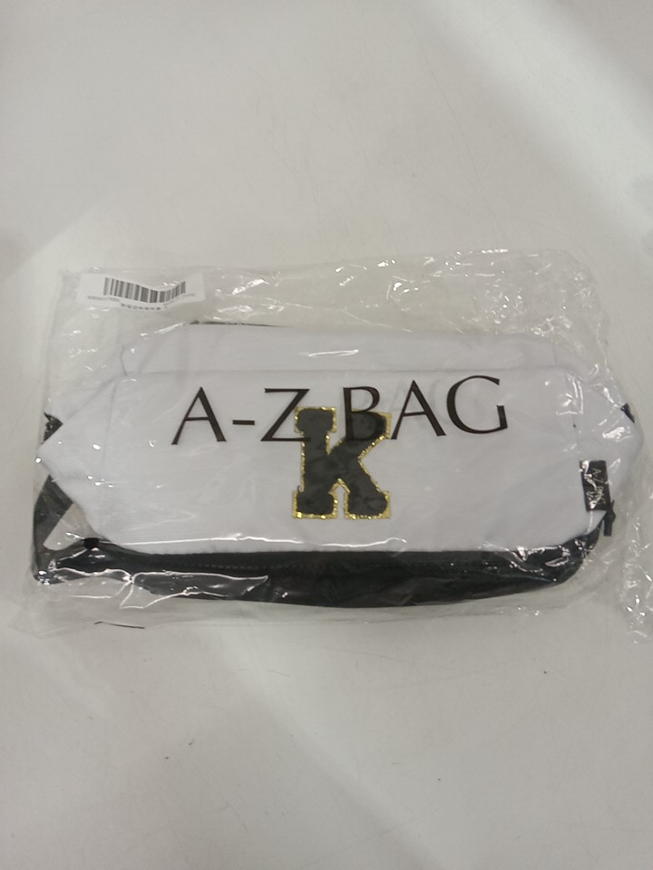 2pc A-Z BAG Travel Toiletry/MAKEUP bag With rfid - bold letter K - white/black image 3