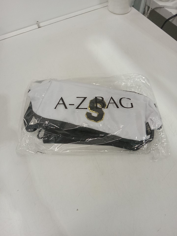 2pc A-Z BAG Travel Toiletry/MAKEUP bag With rfid - bold letter s - white/black image 3