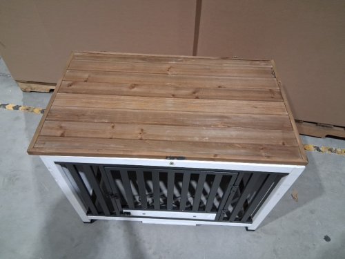 Aivituvin Foldable Dog Crate with iron door - 33" x 20" x 24" - white/natural (model: AIR100) image 4