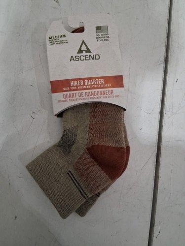 Ascend Men's Hiker Quarter Length Socks -medium-Khaki image 2