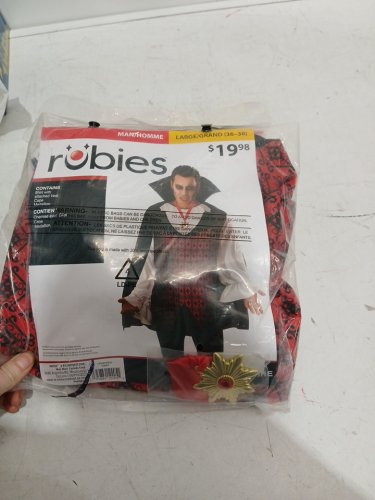 3PC MEN'S RUBIES VAMPIRE COSTUME - LARGE - BLACK / RED image 2