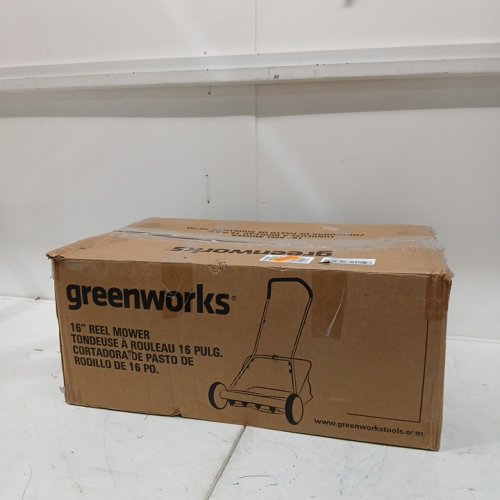 GreenWorks 16" Reel Lawn Mower with Grass Catcher - Green (Model: 25052) image 2