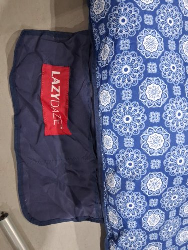 Lazy Daze Hammocks Deluxe Tufted Hammock with Soft Detachable Pillow & Side Pocket -  12FT -  450Lbs Cap - blue flower image 3