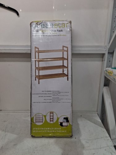 Oceanstar 4-Tier HPL Bamboo Shoe Rack - 27" x 31" - Natural image 2