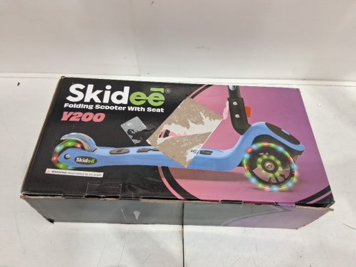 kids SKIDEE Adjustable Height Foldable Kick Scooter with Removable Seat - BLUE (model: y200) image 2