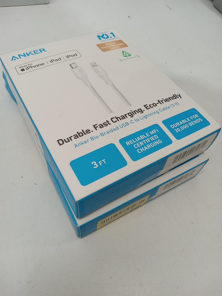 2 Anker Durable Bio-Braided USB-C to Lightning Fast Charging Cable - 3ft - White (Model: A80B5) image 3