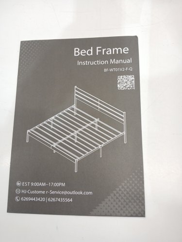 Metal Bed Frame with Headboard - Full - Brown/Black (Model: BF-WT01V2-F) image 8
