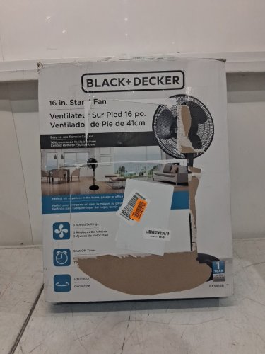BLACK+DECKER STAND FAN WITH REMOTE- 3 speed - 16" - BLACK (MODEL: BFSR16B) image 2