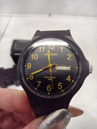 MENS SANDA minimalist DIGITAL QUARTZ WATCH - 40MM - BLACK DIAL/ BLACK SILICONE STRAP (MODEL: 6060) image 4