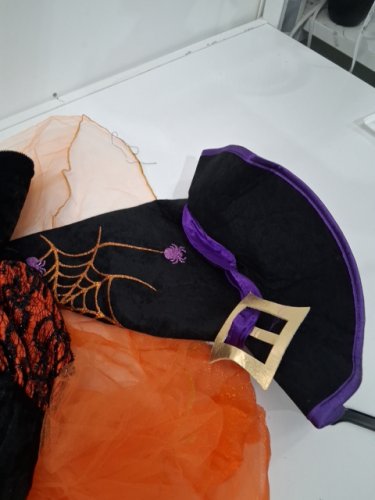 2PC ORANGE WITCH COSTUME SET - SMALL/PETITE - ORANGE, BLACK AND PURPLE (STYLE:1000173) image 4