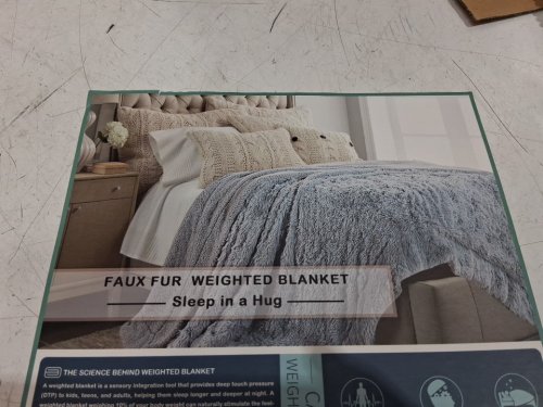 faux fur weighted blanket - 15lbs - queen size - 90" x 90" - blue-grey image 6