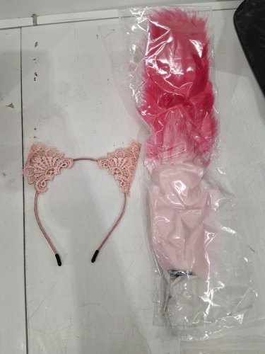 2pc Cat Ears and Small stainless steel Butt Plug Tail - Pink Ears / Pink Tail Hot Pink-tip image 3