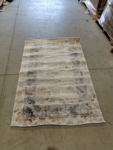 barcelona collection area rug for living room / bedroom - 4FT x 6ft - beige / light blue (model:15503A) image 2