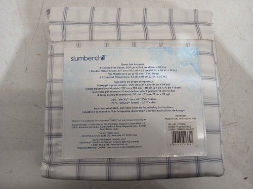 6PC Slumberchill Cooling Bed Sheet Set With 4 Pillow Cases - Double - White/Grey/Blue (Model: 1976200) image 3