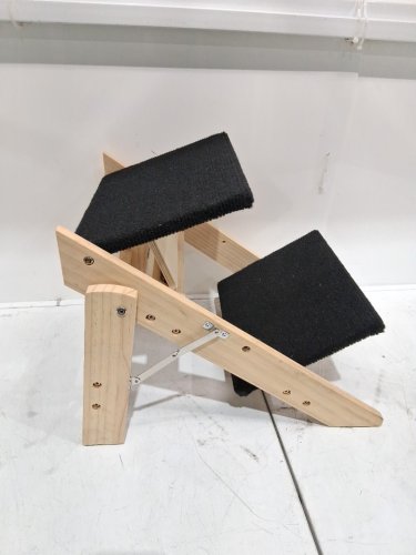 Wotunest 2 in 1 Indoor Pet Ramp, Wooden Folding 2 Tier Pet Stairs with Non Slip Carpeted Steps- 17" x 13.1"-black (model:pet ramp) image 4