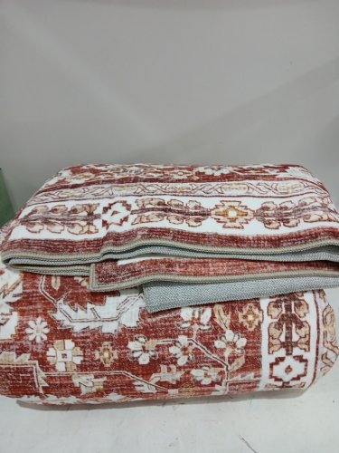 OPPODREAM Vintage Red Area Rugs Retro Washable Rug Non Slip RUG - 8FT X 10FT - RED/WHITE image 5