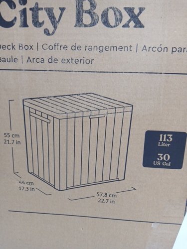 Keter City weatherproof Resin Deck Box - 30 GALLON - BLACK/GRAPHITE (model: 251987) image 3