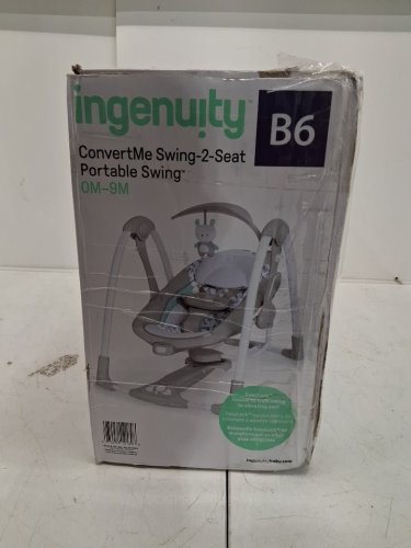 INGENUITY CONVERTME SWING-2-SEAT CORDED PORTABLE SWING - OM TO 9M - RAYLAN FASHION / GREY (MODEL: 12189-ES) image 6