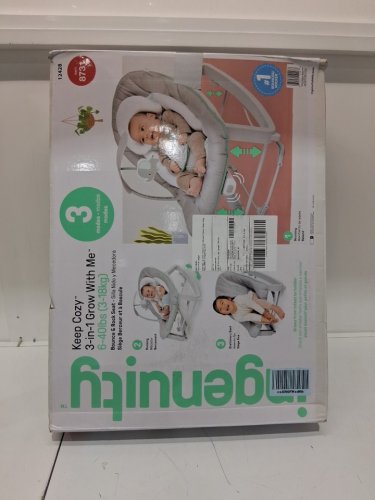 Ingenuity 3-in-1 Keep Cozy Grow with Me Vibrating Baby Bouncer, rocker & chair - 40lbs capacity - weaver theme grey/white/green (model: ‎12428) image 2