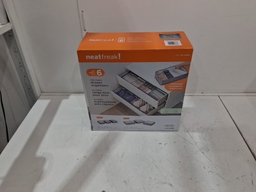 6pc neatfreak adjustable drawer organizers - 7.5" x 13.5" x 4" (small bins) - 13.5" x 13.5" x 4" (large bins) - grey (model: 1736539) image 2