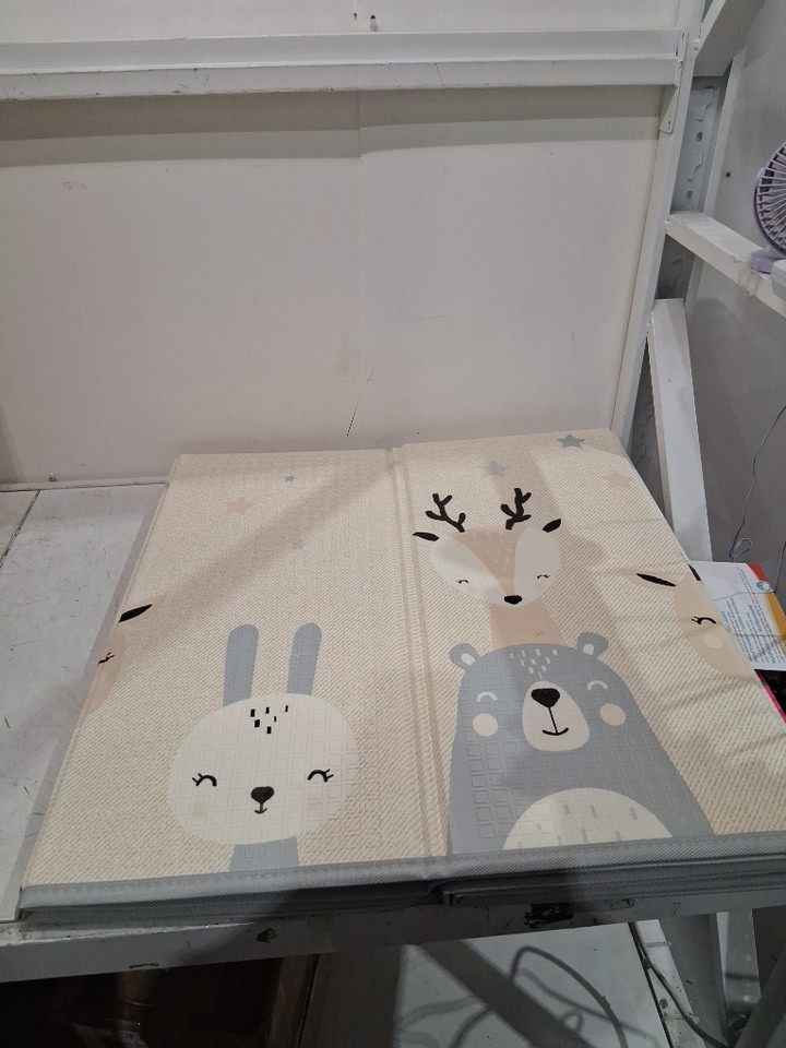 Baby foldable reversible foam playmat - 71" x 59" - beige image 4