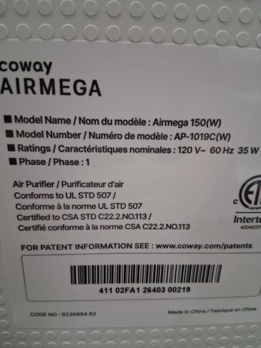 Coway Airmega True HEPA Air Purifier with Air Quality Monitoring, Auto Mode, Filter Indicator, White (model: 150W) image 8