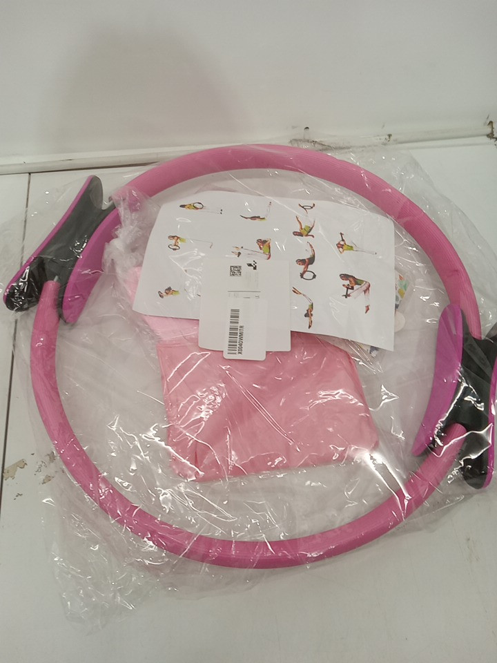 5PC Thepoime Pilates Ring Circle Set with Yoga ball, socks, and resistance bands - 14" ring - Pink image 2