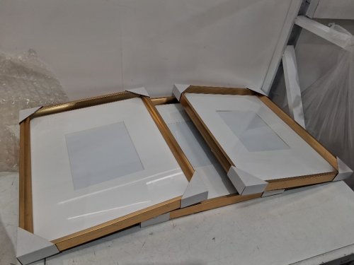 3PK KATE AND LAUREL CALTER MODERN WALL PICTURE FRAME SET - 16"X20" MATTED TO 8"X10" - GOLD (MODEL: 213680) image 4