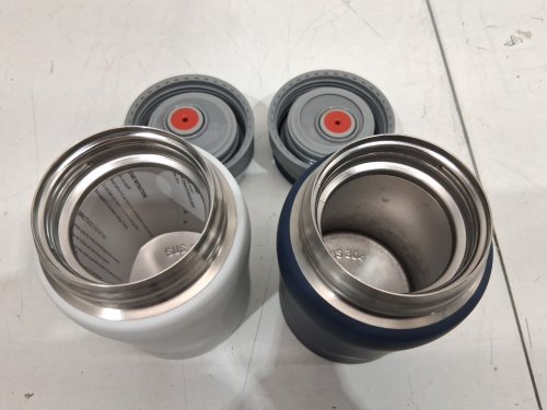 2PK HIGH SIERRA STAINLESS STEEL INSULATED FOOD JARS WITH FOLDABLE SPOONS - 24OZ EACH - WHITE/NAVY BLUE (MODEL: 1617416) image 4