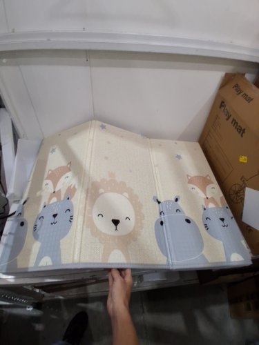 Baby foldable reversible foam playmat - 69" x 58" - beige image 2