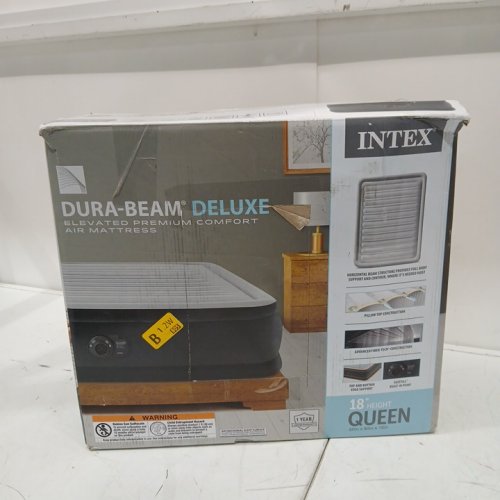 INTEX 64125ED DURA-BEAM PLUS FIBER-TECH AIR MATTRESS WITH BUILT-IN ELECTRIC PUMP - 18" H/ QUEEN - GREY (MODEL : AP619DP) image 2