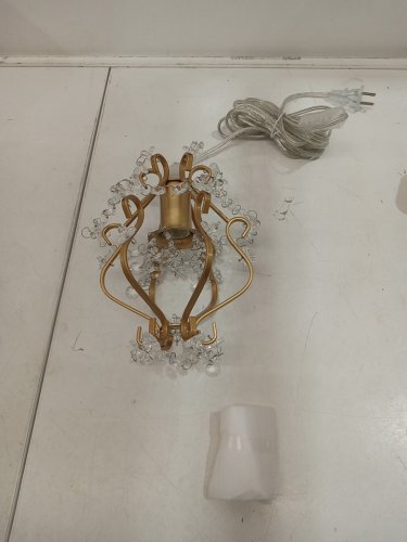Crystal Mini Chandelier Pendant Light Plug In - 60W E12 bulb base -  7" x 11.8" - gold image 3