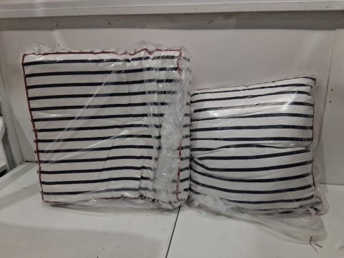 2PC SUNBRELLA STRIPPED Outdoor Pillow and Cushion Set - 23" X 25" X 5" - INDIGO image 3
