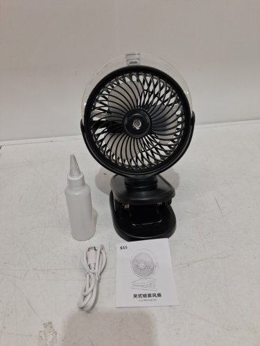 PORTABLE CLIP-on fan with misting modes - 10w - black (model: s55) image 3