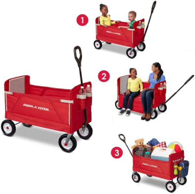 RADIO FLYER ALL-TERRAIN 3-IN-1 EZ FOLD WAGON FOR KIDS AND CARGO - MAX 150 LBS - RED (MODEL: 3955) image 2