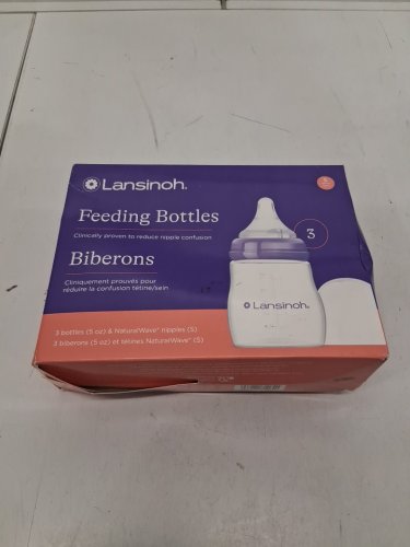 3pk lansinoh feeding bottles - 5oz - 1M+ - clear/purple image 2