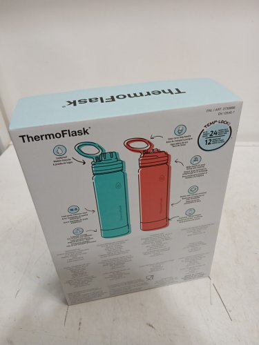 2PC THERMOFLASK INSULATED BOTTLES - 24 OZ / 710 ML EACH - TEAL / RED (ITEM: 2730866) image 3