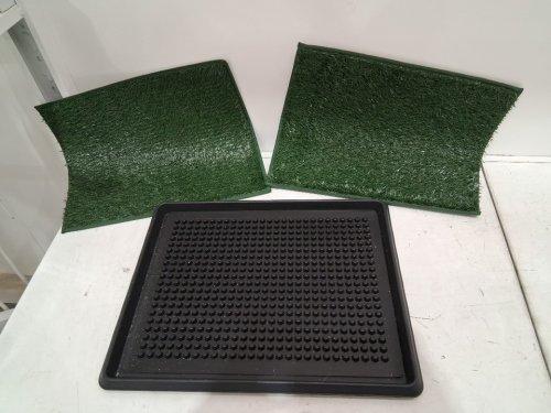 3pc pet potty dog relief system - Artificial Grass Pad - 16" X 20" - green image 2