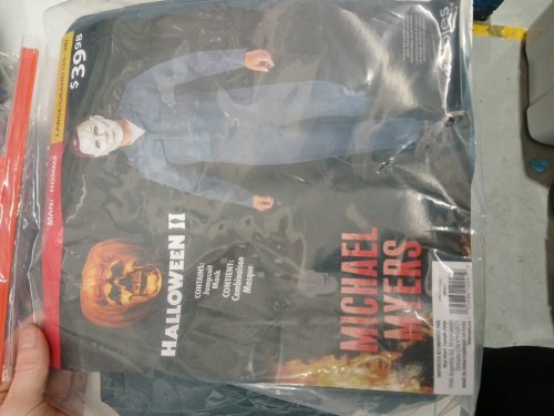 2PC MEN'S HALLOWEEN II MICHAEL MYERS JUMPSUIT AND MASK COSTUME SET - LARGE - BLUE AND WHITE image 2