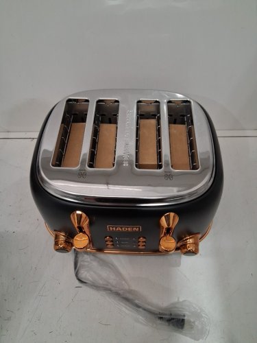 HADEN 4-SLICE WIDE SLOT HERITAGE TOASTER WITH REMOVABLE CRUMB TRAY  -BLACK AND COPPER - (MODEL: 75042) image 4