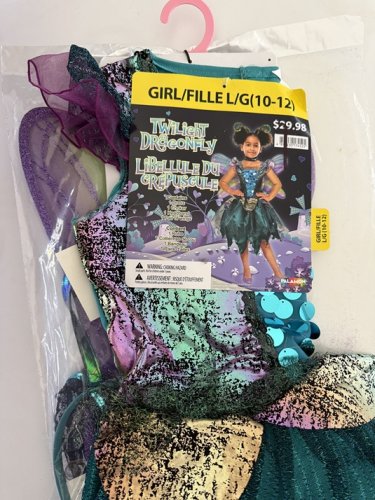 4PC GIRLS PALAMON TWILIGHT DRAGONFLY COSTUME - LARGE (10-12) - BLUE/PURPLE image 2