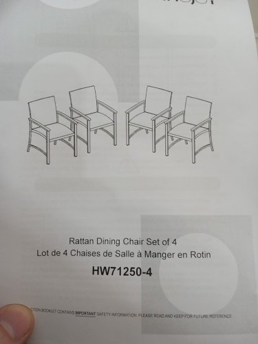 4pk hapygrill outdoor wicker rattan patio dining chair - 34.5" x 26" x 23" - 400lbs max - brown (model: hw71250-4) image 7