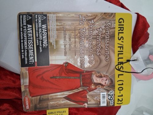 2PC KID'S GOODMARK RENAISSANCE PRINCESS COSTUME - LARGE (10-12 - RED/GOLD image 2