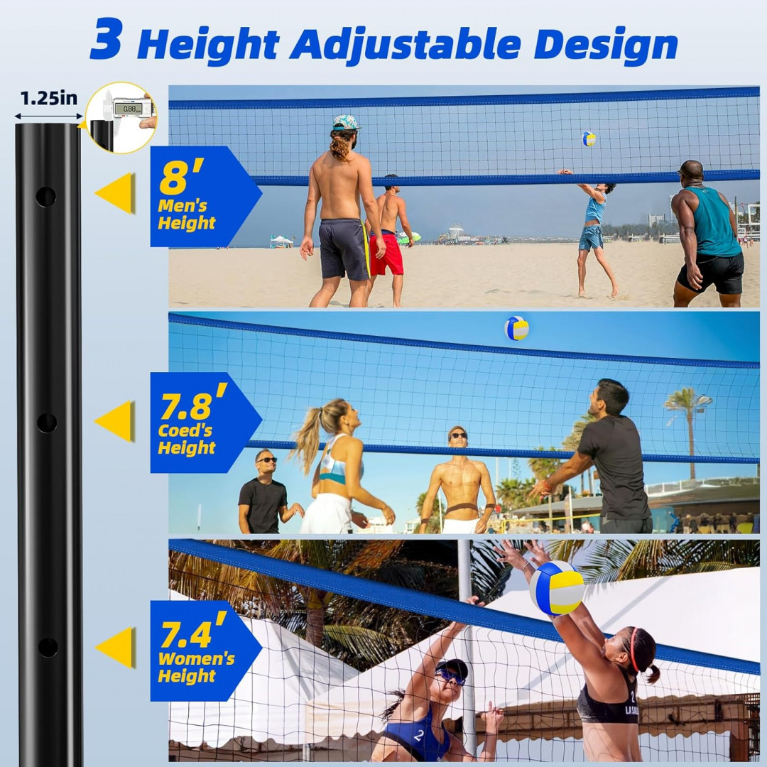 OKKMAX Professional Outdoor Volleyball Net Set with Adjustable Poles and Anti-Sag Design - (model:OK-1006-01) image 4