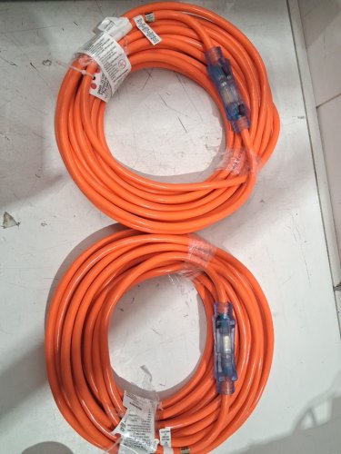 2PK Prime Wire Outdoor Extension Cord Combo with 2 Extension Cords 50FT/2FT Triple Tap Adapter - Orange (Model: 1734187) image 4