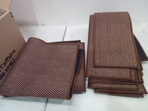 16PC BONACA LINEN PEEL & STICK STAIR TREADS/RUGS with 1 end of stairs mat  - 30" X 8" - BROWN image 3